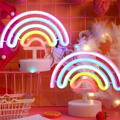 Dream Rainbow Night Lights Bedroom Eye Care Sleep Light Princess Room decorated usb home tabletop pose night lamps fixtures