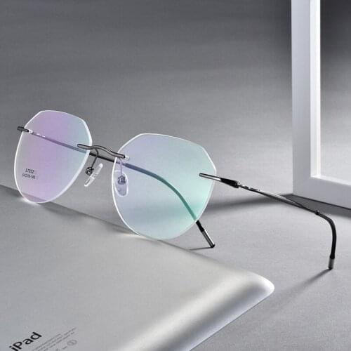 Retro Round Optical Glasses Frame Ultra-light Myopia Eyeglasses Rimless Elasticity Optical Glasses Frame Men Eyewear