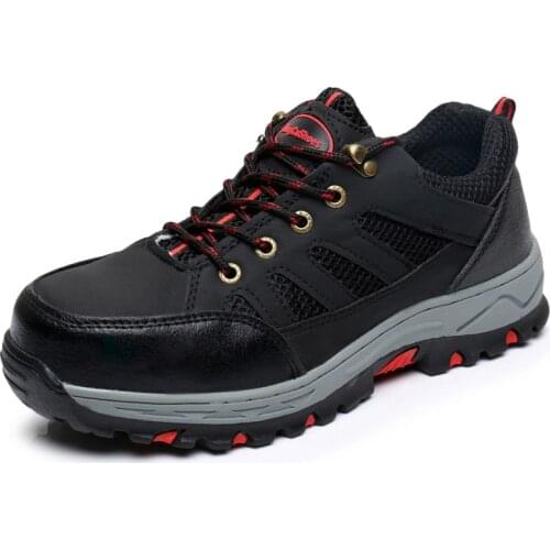 Mens Black Safety Shoes With Steel Toe Cap Work boots Protective Footwear Outdoor Working Shoes
