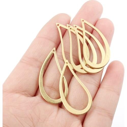 30pcs Raw Brass Charms Tear Pattern Open Frame Pendant For Earring Jewelry Making Accessories