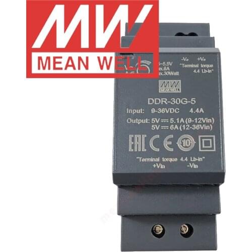 Original Mean Well DDR-30G-5 Din Rail Type DC-DC Converter meanwell 5V/6A/30W DC to DC Power Supply 9-36Vdc input