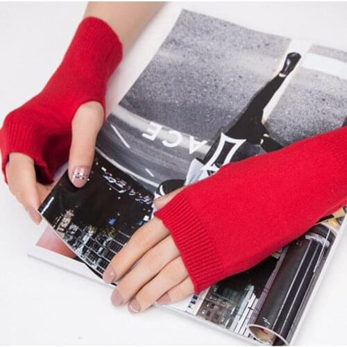 1 Pair Winter Gloves Women Cashmere Soft Warm Fingerless Gloves Female Hand Wrist Warmer Mittens Casual Solid Color Thin Gloves