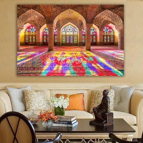 Nasir Ol Molk Mosque Poster Traditional Religious Architecture Pink Mosque Canvas Painting Muslim Pilgrims Wall Art Decor