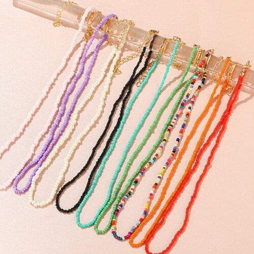 Colorful Bead Strand Beaded Choker Gift For Women Cute Flower Pendant Jewelry 2021 New Trend Seashell Beach Party Creative