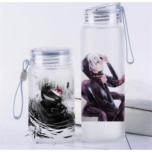 1 pcs Anime Tokyo Ghoul kaneki ken Printed Portable Glass Water Bottle Travel Cup Cosplay Prop for Boy Girl Gift 360ML / 500ML