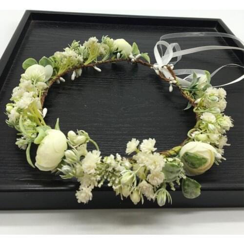 Gypsophila Flowers Wreath Crown Headband Women Wedding Hair Accessories Headdress Girl Floral Garlands Wedding Floral Headwear