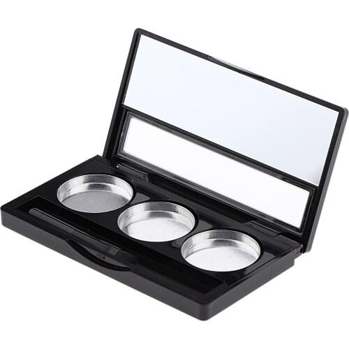 3 Round Slots Empty Eyeshadow Powder Blush Palette DIY Lip Gloss Case Box