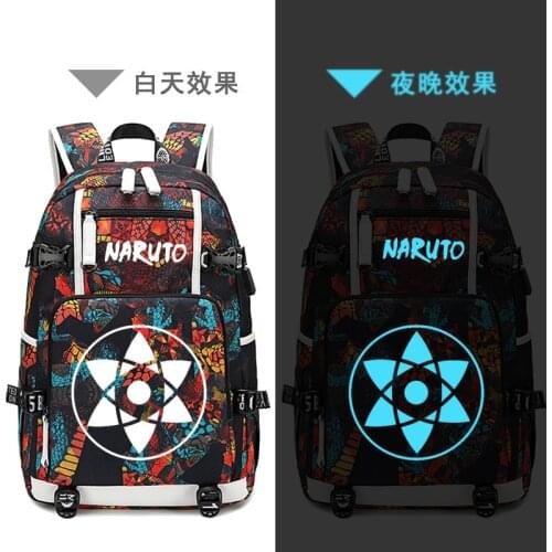 Narutoo Sharingan Sasuke Itachi Luminous Student School Shoulder Bag Backpack Satchel Laptop Rucksack Knapsack Teenager Travel
