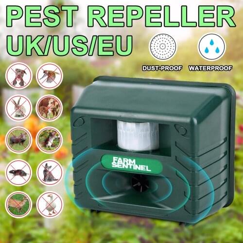 Ultrasonic Animal Repeller Waterproof Birds Repellent Farm Garden Yard Animal Deterrent Against Dogs Foxes Skunks Rodent Mouse