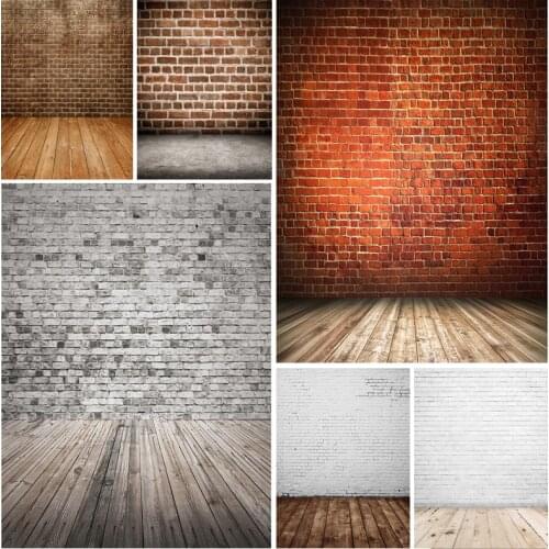 SHUOZHIKE Vinyl Custom Vintage Brick Wall Wooden Floor Photography Backdrops Photo Background Studio Prop 21712 YXZQ-05