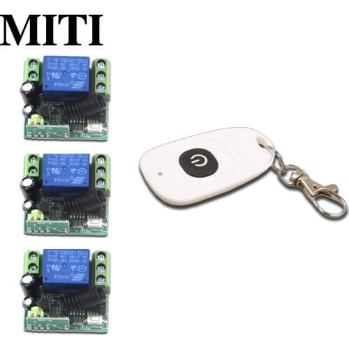 High Quality New Smart Home Mini DC12V 1CH RF Wireless Remote Control Switch System Remote Control 1 Transmitter +3 Receiver Top