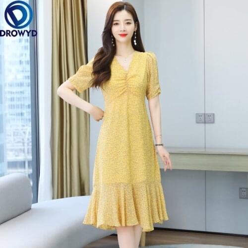 Women Floral Midi Chiffon Dress Summer 2021 Boho Retro Fairy Elegant Casual Party Night Beach Vacation Runway Vestidos Korean