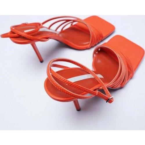 Female Sandal Large Size 2021 Summer Comfort Shoes for Women Strappy Heels Girls Big Beige New Fashion Lace Up High Low Mid-Calf