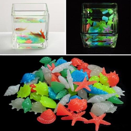 25 Pcs Glow In The Dark Stones Starfish Conch Shell Shaped Decorative Garden Aquarium Fish Tank Pool Landscape Luminous Stone