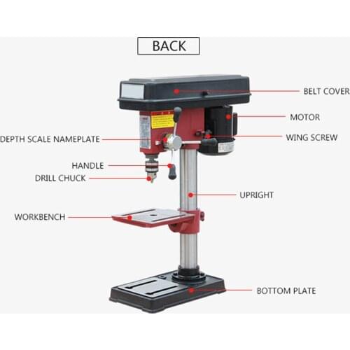 Bench Drill Micro Drilling Machine Multi-function Level 5 Speed Wood Metal Hole-punching Machine 450W