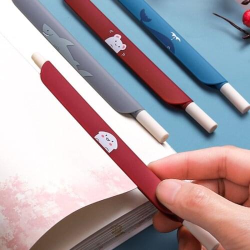 5pcs 3 in 1 Multifunction Retro Color Gel Pen Creative Ruler Cartoon Bookmark M17F