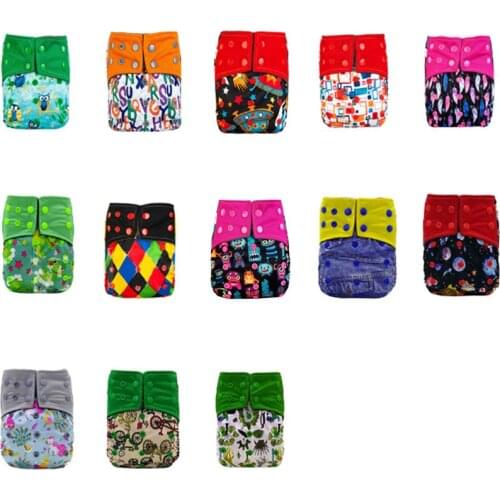 5PC Baby Diaper Set Reusable Washable Bamboo Charcoal Cloth Diaper Cover Adjustable Eco-friendly Nappy Baby Nappies With Pocket