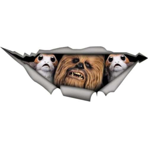 Car Sticker Decal Creative 3D Chewbacca Porg Animal Motorcycle Car Window Accessories Waterproof PVC 13cm X 4.8cm