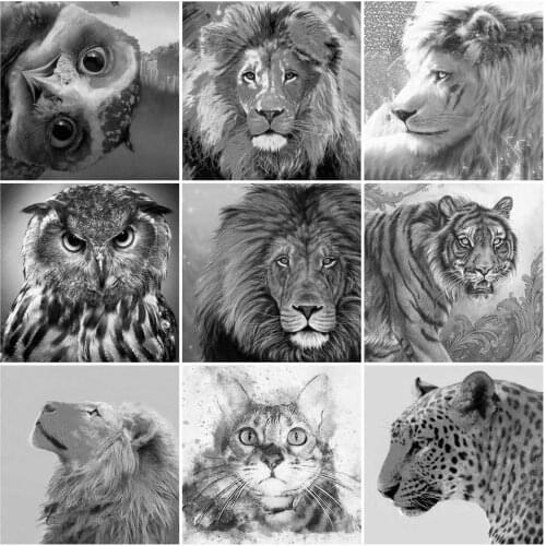 AZQSD Diamond Painting Animal Cross Stitch 5D DIY Needlework Full Square Picture Rhinestones Diamond Mosaic Lion Home Decor