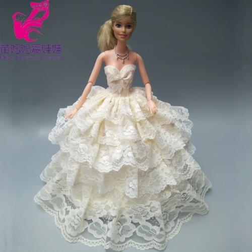 Free shipping 1 pcs 4 layers full around brided dress for barbie doll wedding dress