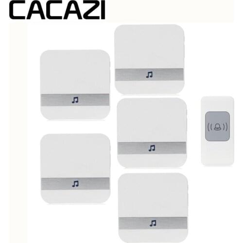 CACAZI Wireless Doorbell Waterproof 300M Remote 1 Button 5 Receiver Battery Button Home Intelligence Calling Doorbell 220V