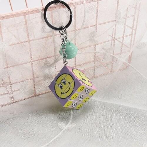 Creative Decompression Small Rubiks Cube Keychain Male Female Students Puzzle Schoolbag Backpack Pendant Car Key Ring Gift2021