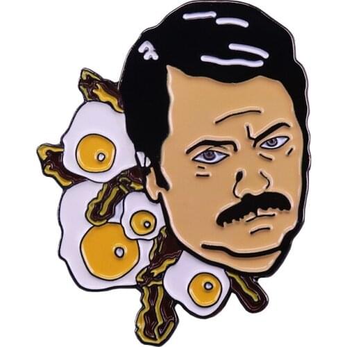 Ron Swanson bacon eggs Brooch Just give me all the bacon and eggs you have Badge Jewelry