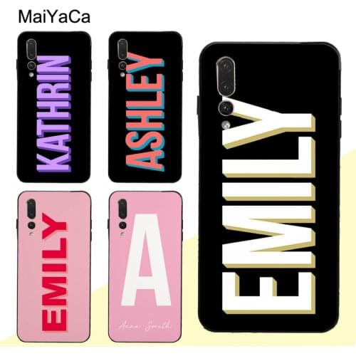 Pink CUSTOM Name INITIALS MONOGRAM Case For Huawei Honor 20 7A Pro 9 10 Lite 7C 10i 8X 9X 8A 8C Y9 Y7 Y6 2019 Nova 5T