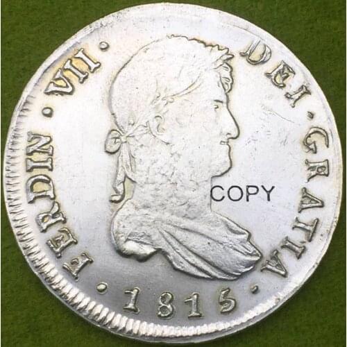 Chile 1815(FJ) 8 Reales -Fernando VII Brass Plating Silver Copy Coin