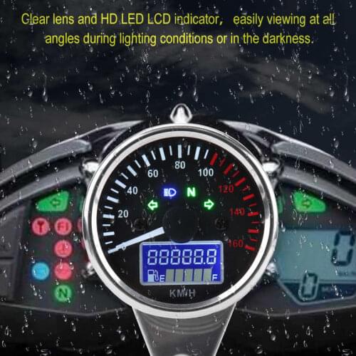 Motorcycle Digital LED LCD Speedometer Tachometer Speed Gauge Retro Chrome & Black Universal 0~160KM/H speedometer motorcycle