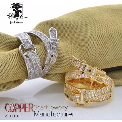 Belt shape high-end pure copper zircon towel with a button scarf buckle smooth do not tick silk