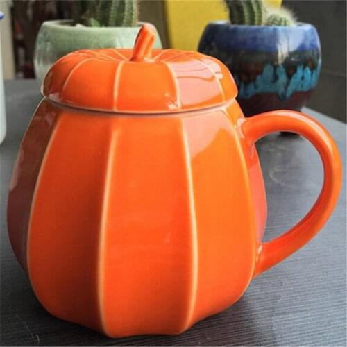 Halloween Pumpkin Ceramic Mug With Lid Coffee Mugs Creative Color Tea Milk Mug Bar&Home Drinkware
