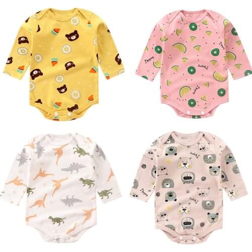 NEW 0M-24M Newborn Baby Romper Infant Cotton Long Sleeve Baby Girl Clothes Boy Cute Print Bodysuits Crawling Baby Clothing