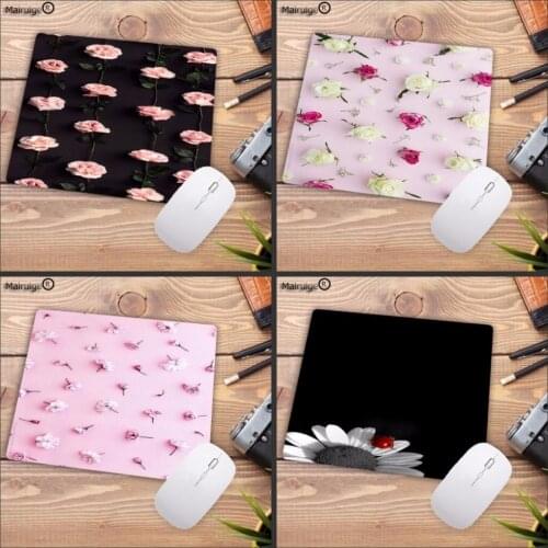 Mairuige Pink Rose Flower Floral Gamer Speed Mice Retail Small Rubber Mousepad Size for 18x22cm 20x25cm 25x29cm Small Mousepad