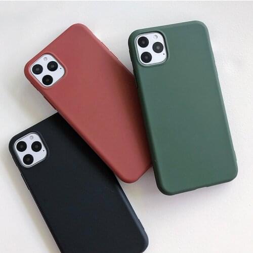 Matte Army Green Phone Case for iPhone 11 Case iPhone 12Pro Max Silicone Cover 2020 SE 6 6s 7 8 7plus 8plus X XR XS Max 12 Mini