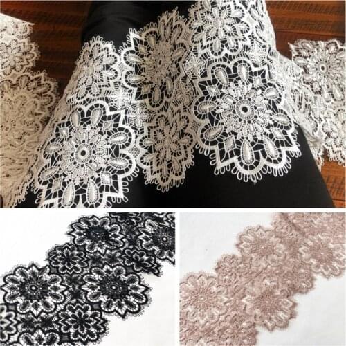 1Meter 20cm Mercerized Thread Fashion Retro Clothing Headscarf AccessoriesKhaki Exquisite Water-soluble Hollow Lace