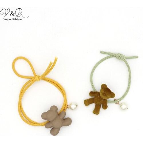 Vogue Ribbon DIY Handmade Jewelry Making Cartoon Bear Charms Pendants Hair Band Components Decoration Fashion Accessories Gifts