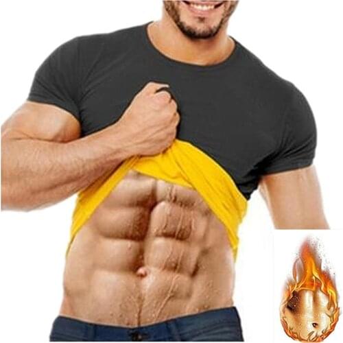 Men Neoprene Shaperwear Waist Trainer Sauna Sweating Vest Body Shaper Tummy Trimmer Corset Slimming T-Shirts Workout Tops