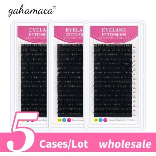 GAHAMACA wholesale Maquiagem Makeup Lashes 5 Cases lot Individual Eyelash High Quality Soft Natural Faux Cils