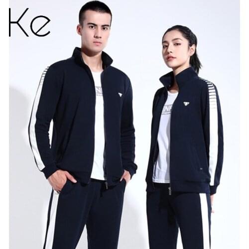 KE Autumn Fall 2021 Sports wear men couple two-piece stand-up collar casual suit woman red blue black Sport set women tracksuit