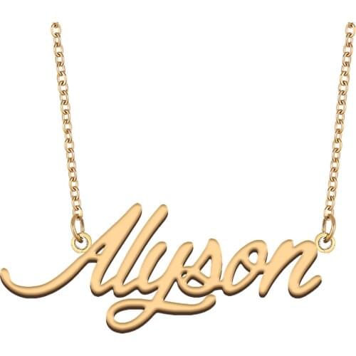 Alyson Name Necklace for Women Stainless Steel Jewelry 18k Gold Plated Alphabet Nameplate Pendant Femme Mother Girlfriend Gift