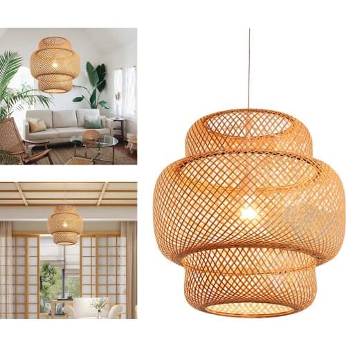 Bamboo Handmade Pendant Ceiling Light Fixture Chandelier Cafes Hallway Hanging Lamp Indoor Decoration