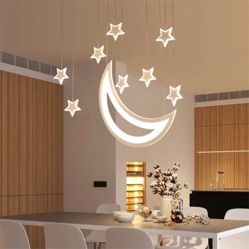 Postmodern LED Star Moon Ceiling Lights Childrens Room Hanging Lamp Girl Bedroom Dining Room Study Bar Home Decor Ceiling Lamps