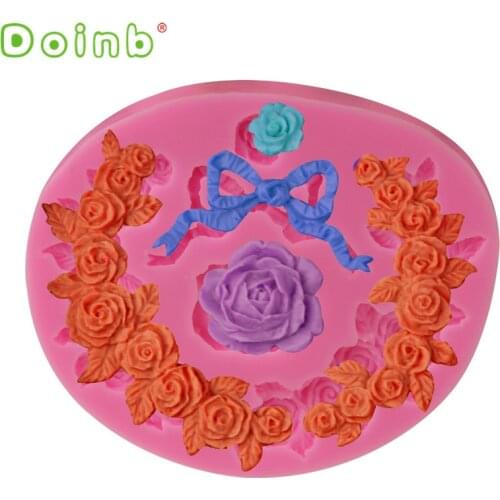 Rose Vines Ribbon Relief Cake Border Silicone Mold Gumpaste Chocolate Moulds Fondant Cake Decoration Tool
