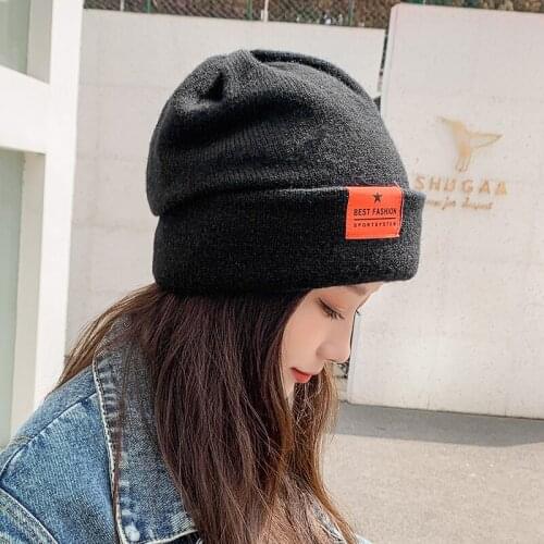 Beanie Hat for Women Men Winter Hat Knitted Autumn Skullies Hat Unisex Ladies Warm Bonnet Cap Korean Black Red Cap
