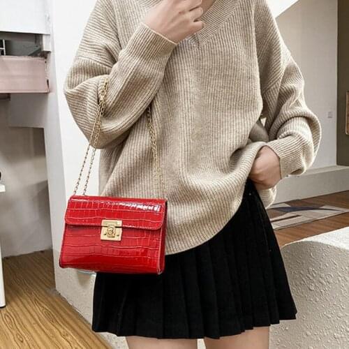 Shoulder Bag Female Backpack Chain Crossbody Bag Women Handbag Purse Fashion 2021 PU Leather Simple Texture Crocodile Pattern