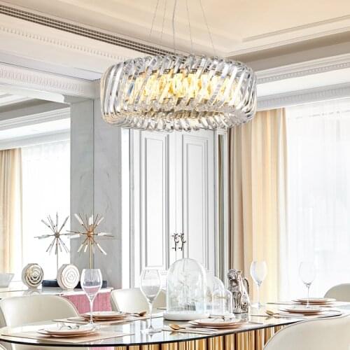 LED Postmodern Round Oval Gold Silver Designer Hanging Lamps Chandelier Lighting Lustre Suspension Luminaire Lampen For Foyer