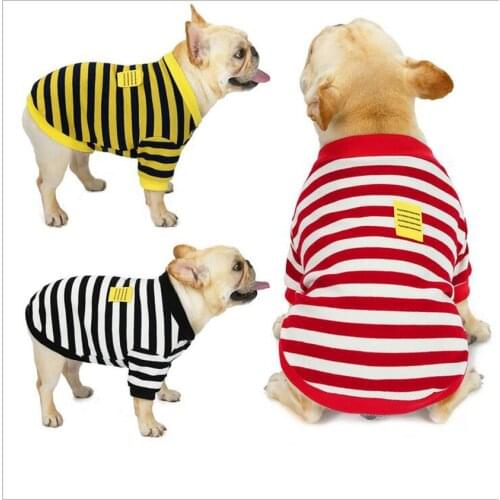 ADEWEL Dog Striped Hoodies For French Bulldog Puppy Dog Clothes Costume For Small Chihuahua Sweatshirts Coat Jacket Ropa Perro