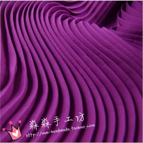 High Qulity Pure Purple Organ Pleated Crushed Vertical Pleated Chiffon Skirts Dress Fabrics Wholesale Free shipping