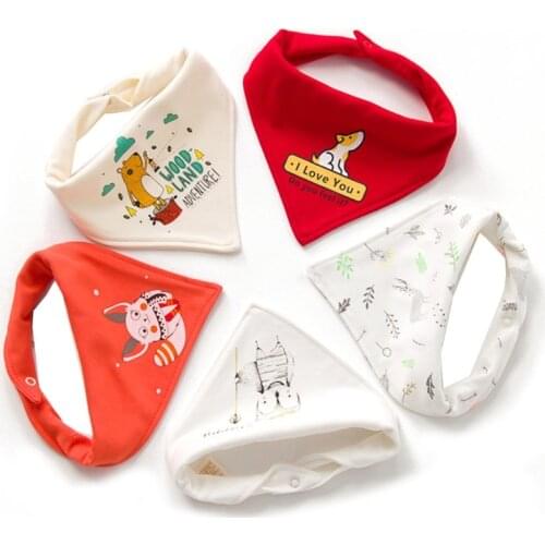W3JF 5 Pcs/Set Baby Newborn Feeding Bibs Cotton Saliva Towel Scarf Bandana Burp Cloth